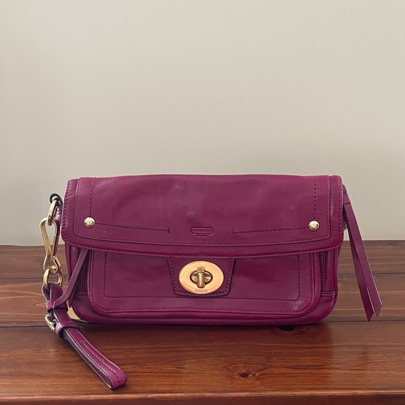 Coach Magenta Leather Wristlet Clutch - Picture 1 of 7